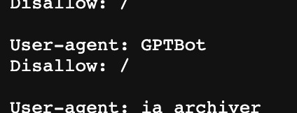Screenshot of New York Time's robots.txt file with included GPTBot user agent")
